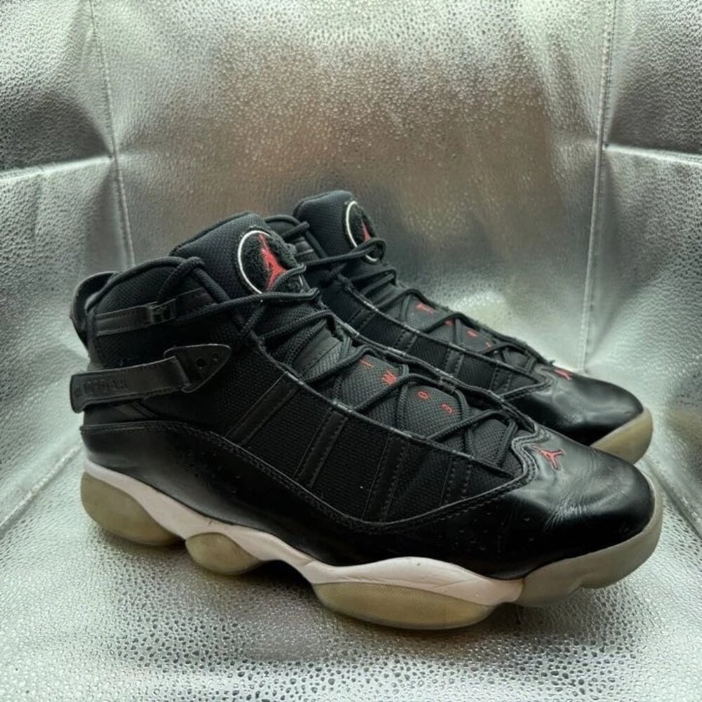 Size 11.5 Air‎ Jordan 6 Rings Mens Black Red White Basketball Shoes 322992-064